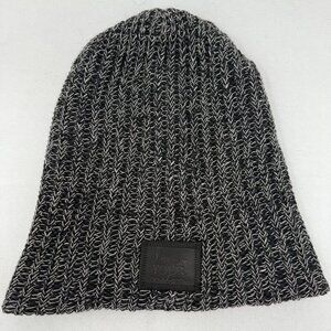 Love Your Melon Beanie Black Speckled Knit Hat Made In USA 100% Cotton Patch